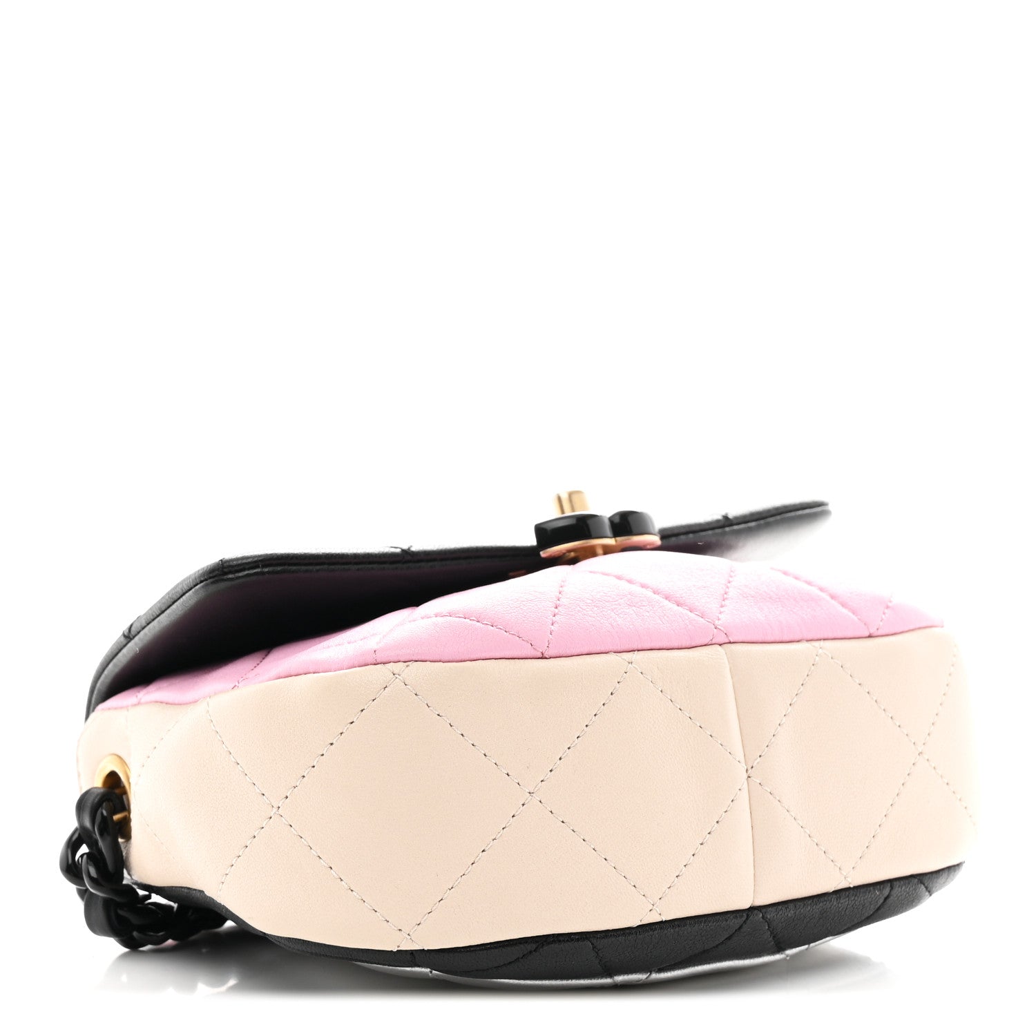 Chanel Lambskin Quilted Mini Lacquered Chain Flap Black Pink Beige Silver