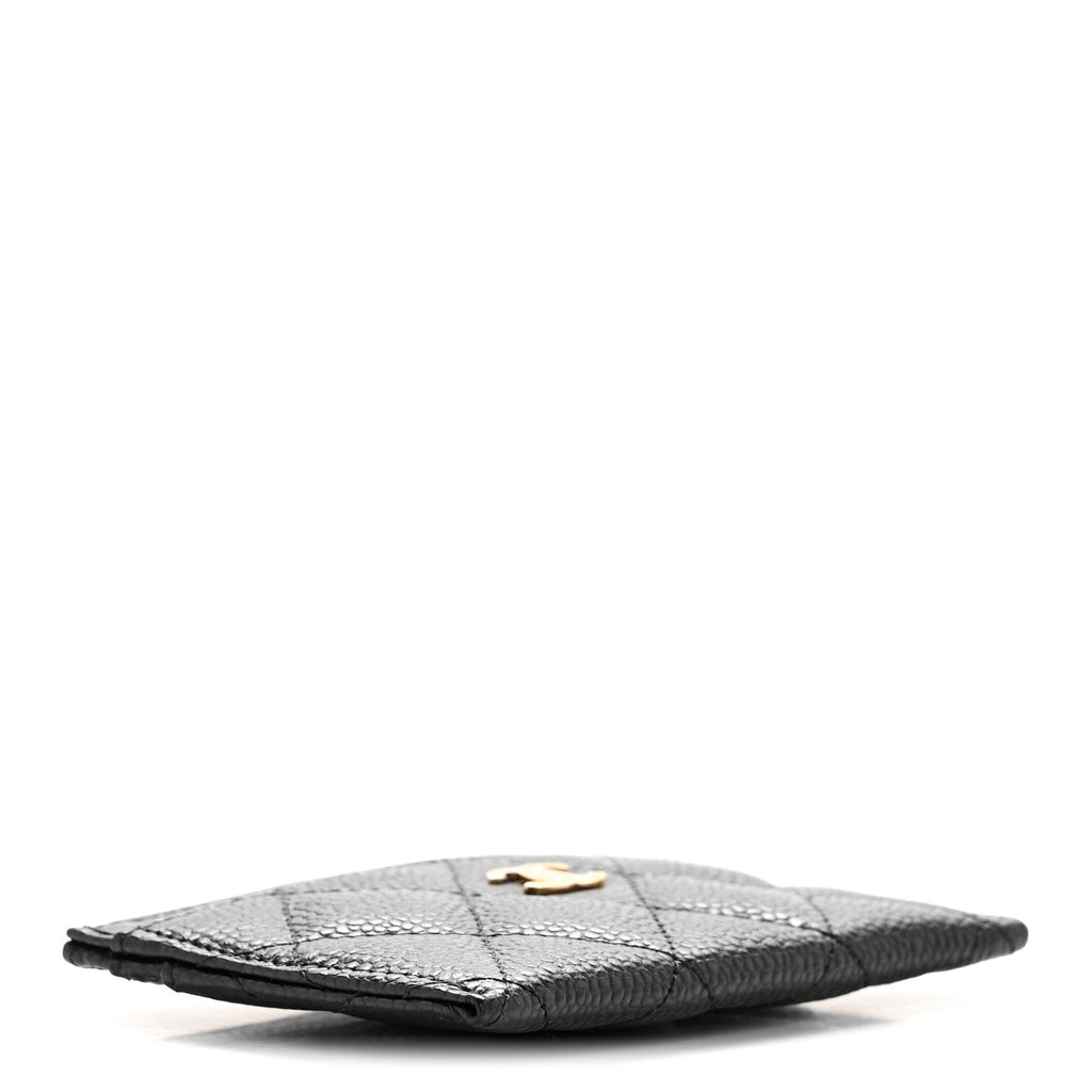 Caviar Quilted Card Holder Black