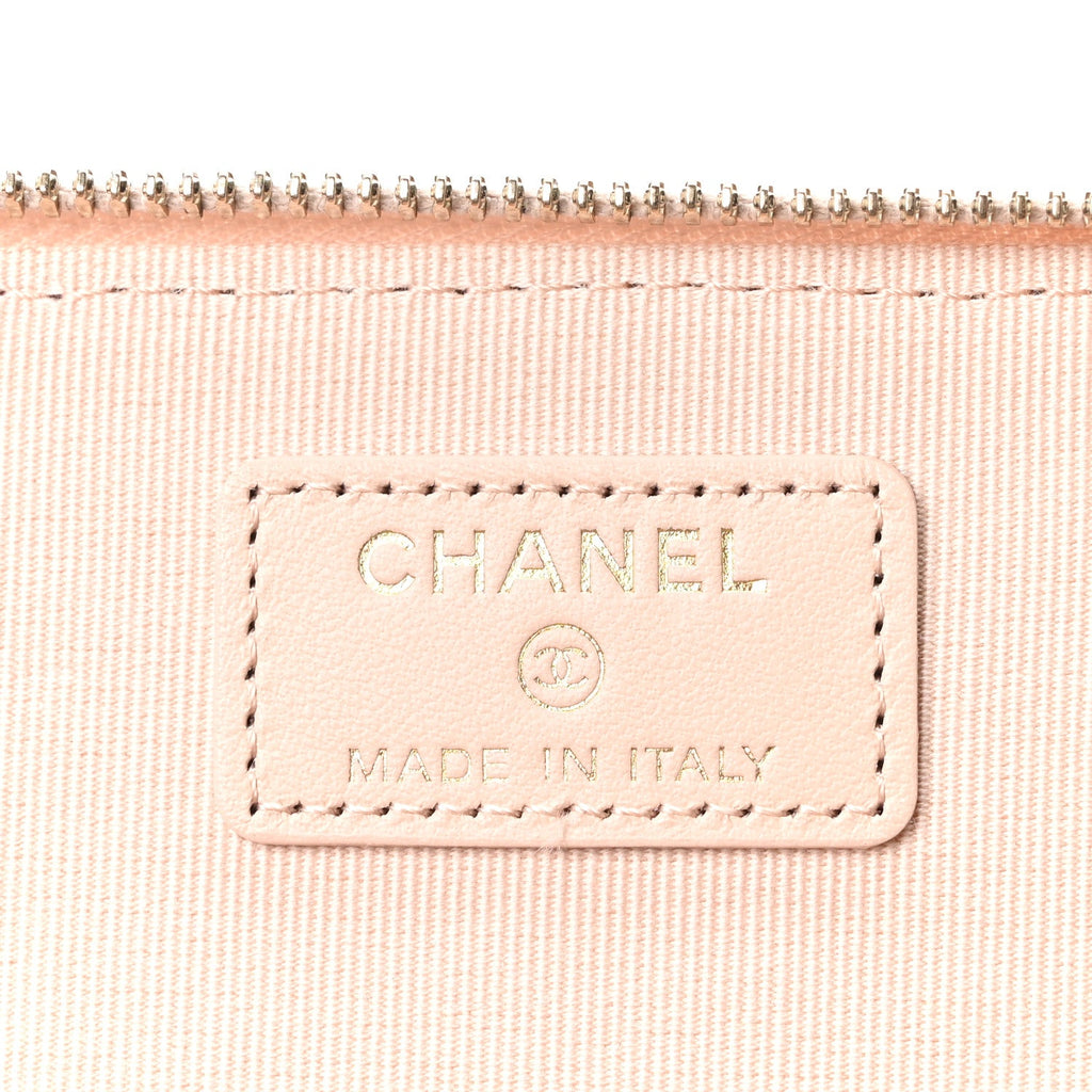 Chanel Caviar Quilted Small Vanity Case With Chain Light Beige