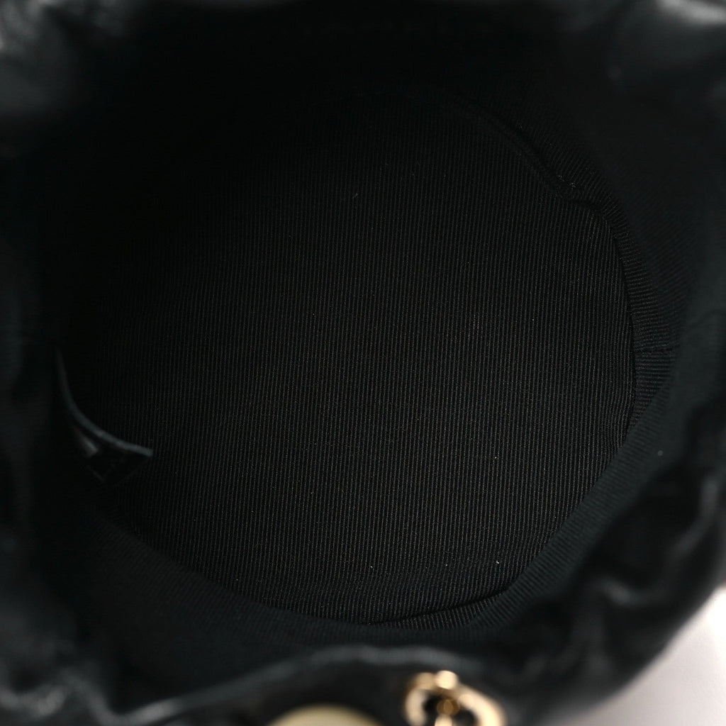 Chanel Lambskin Quilted Pearl Mini About Pearls Drawstring Bag Black
