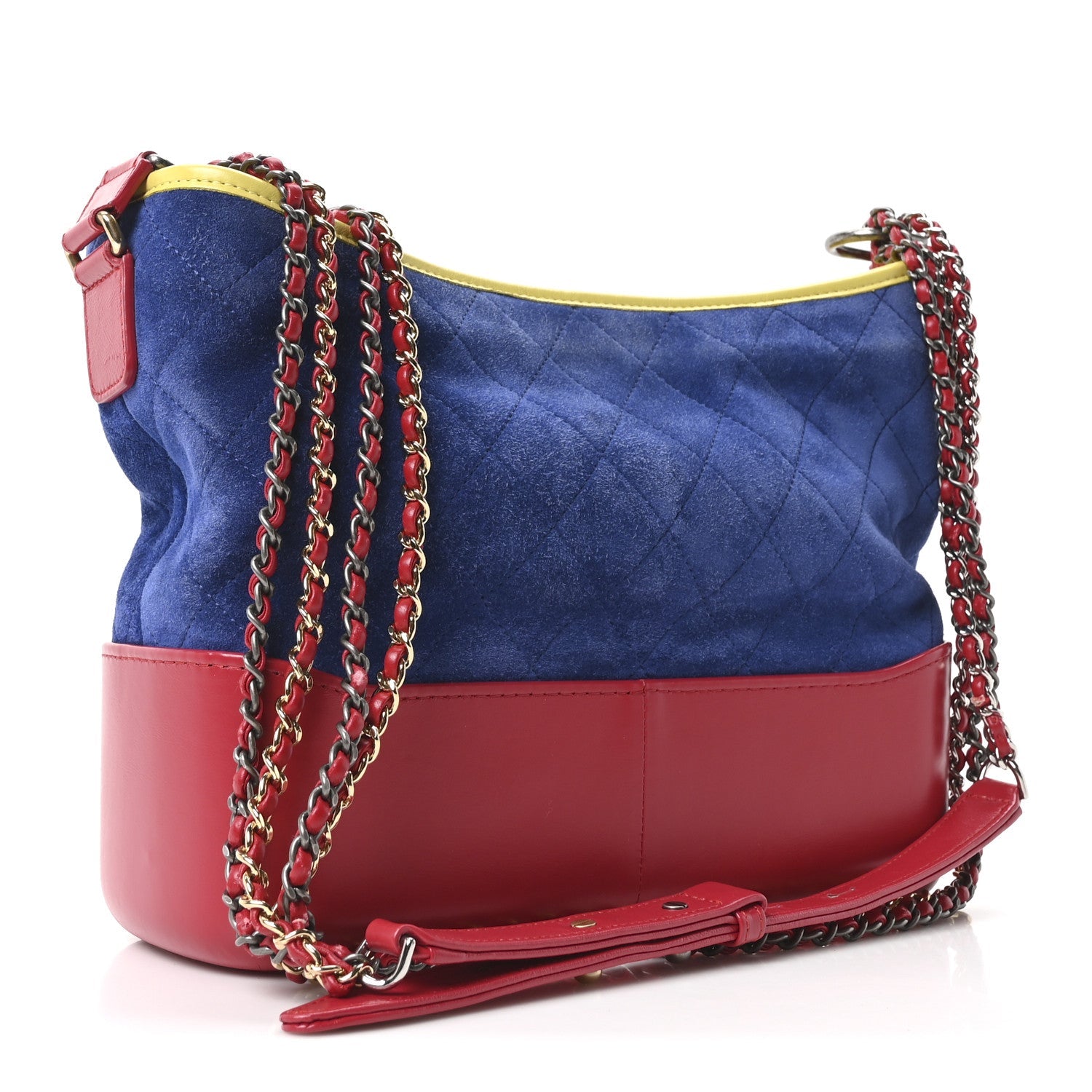 Chanel Suede Calfskin Quilted Medium Gabrielle Hobo Red Blue Yellow