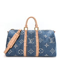 Louis Vuitton Denim Monogram New LV Remix Keepall Bandouliere 45 Blue