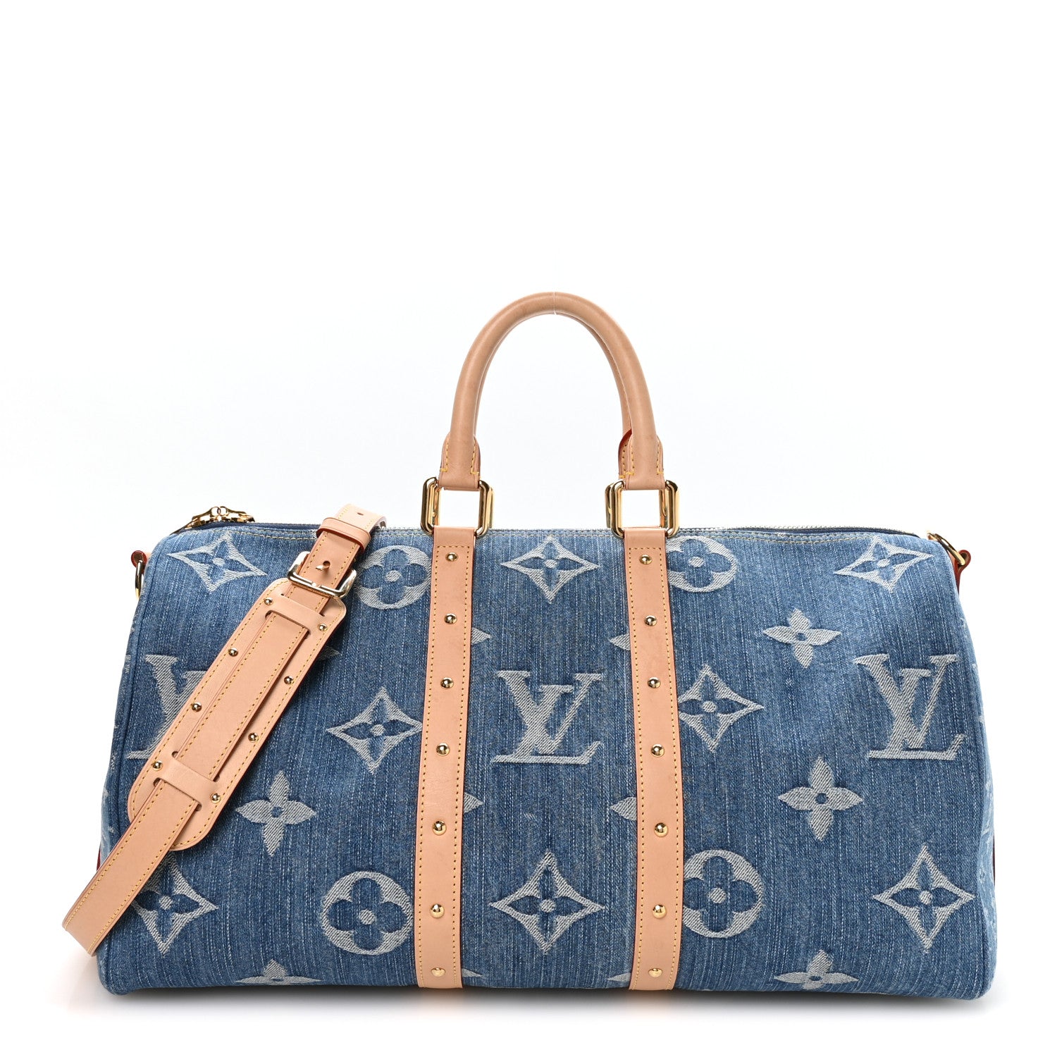 Louis Vuitton Denim Monogram New LV Remix Keepall Bandouliere 45 Blue