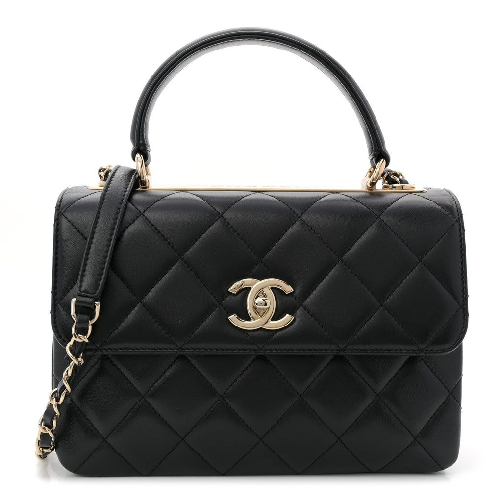 Chanel Lambskin Quilted Small Trendy CC Dual Handle Flap Bag Black
