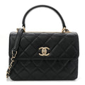 Chanel Lambskin Quilted Small Trendy CC Dual Handle Flap Bag Black
