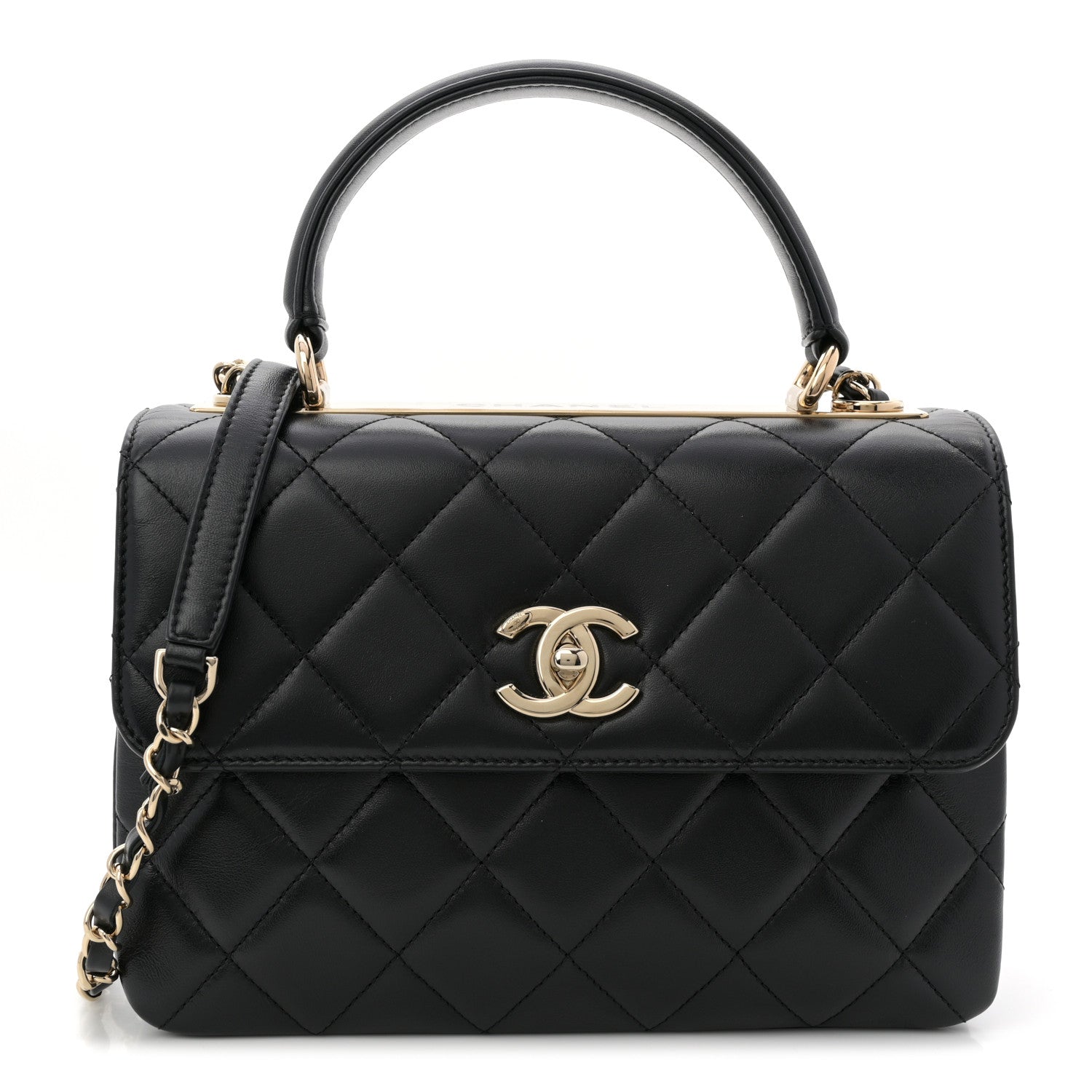 Chanel Lambskin Quilted Small Trendy CC Dual Handle Flap Bag Black