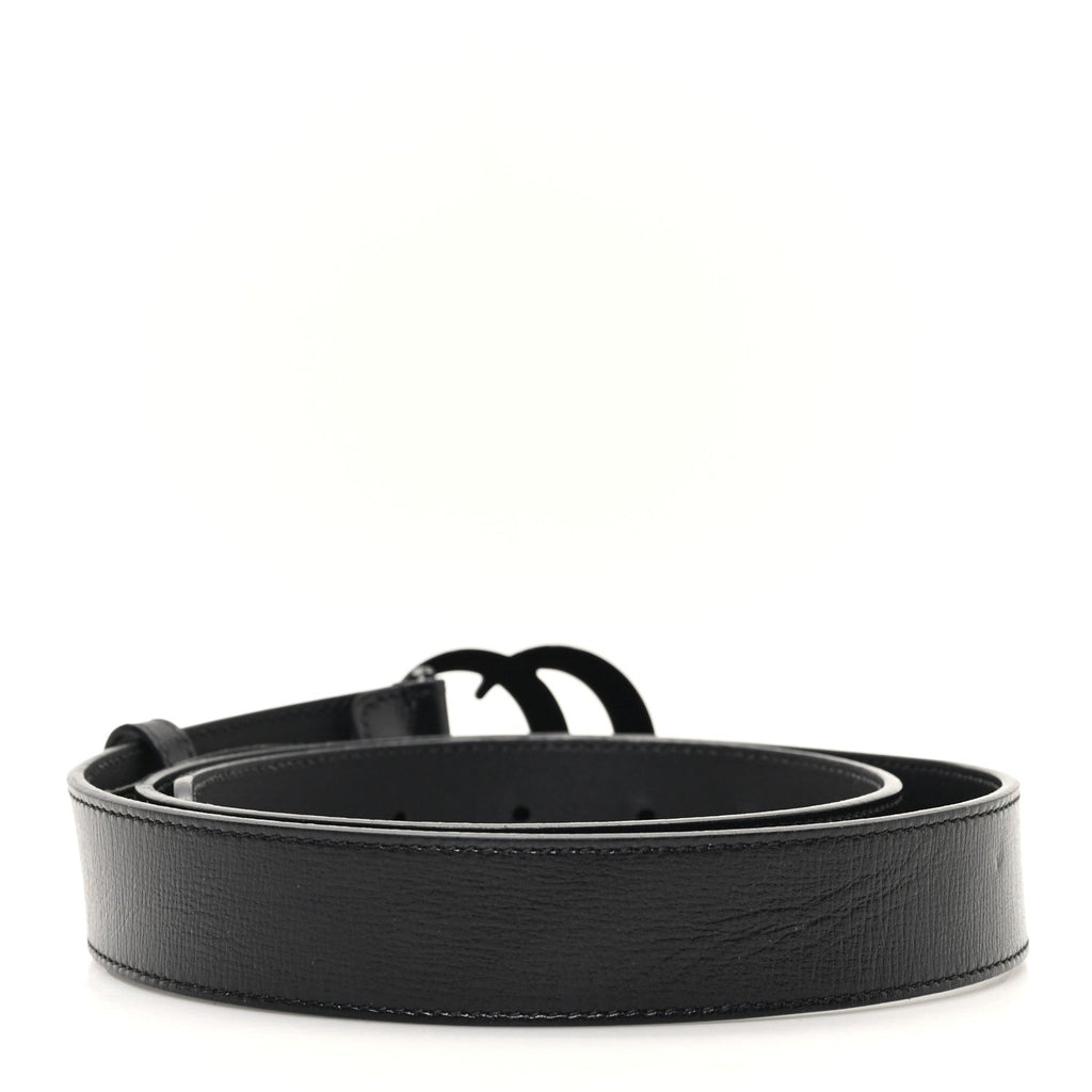 Gucci Azalea Calfskin Enamel Monochrome Double G 30mm Belt 90 36 Black