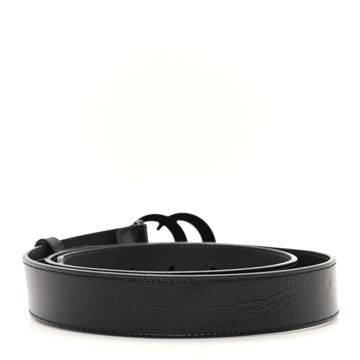 Gucci Azalea Calfskin Enamel Monochrome Double G 30mm Belt 90 36 Black