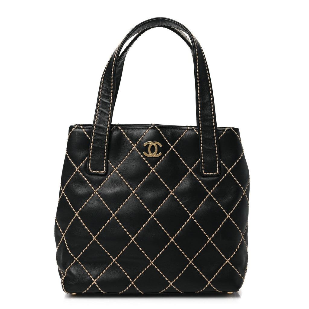 Chanel Calfskin Stitch Small Surpique Tote Black