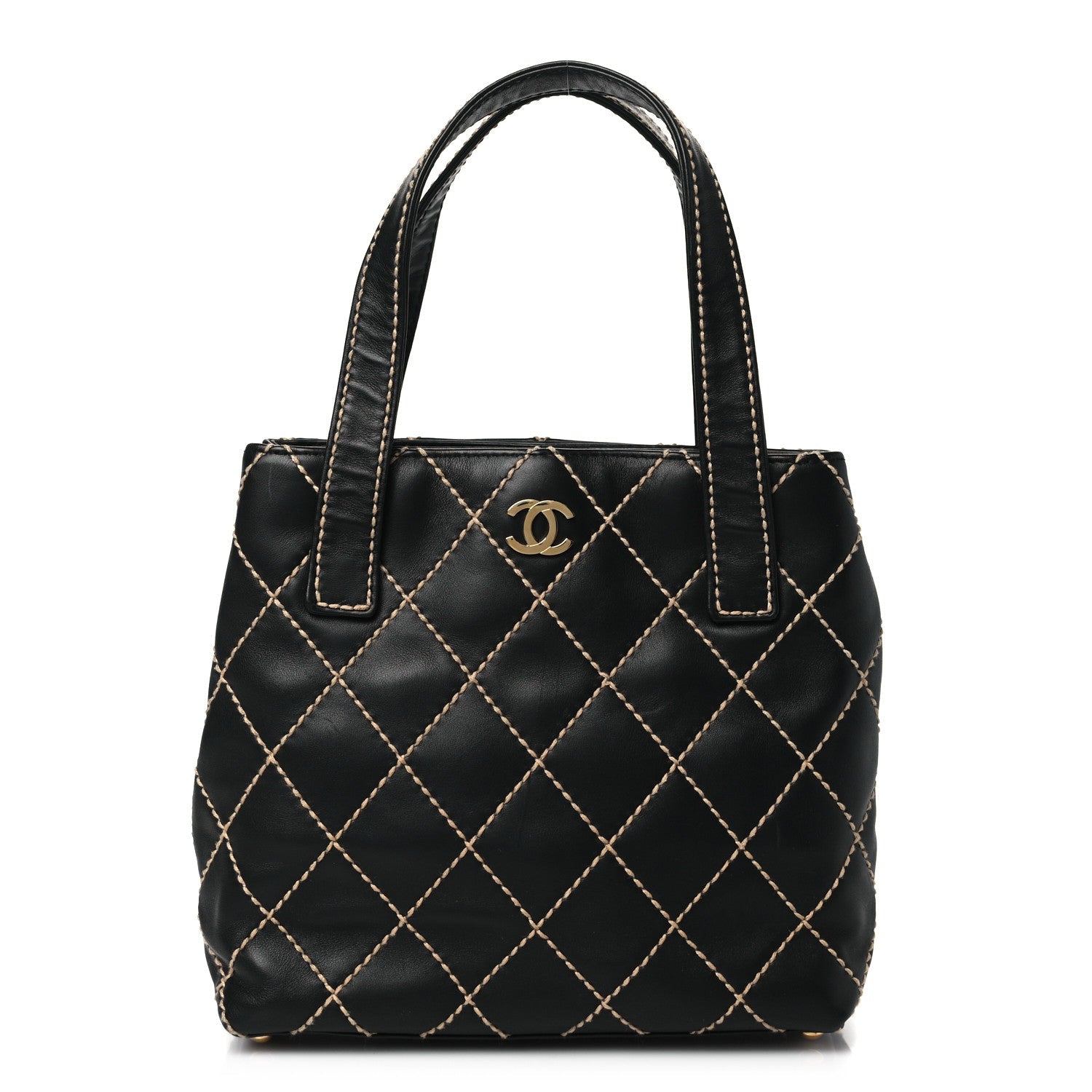 Chanel Calfskin Stitch Small Surpique Tote Black