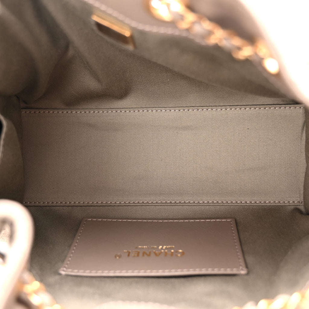 Chanel Suede Quilted Mini Chanel 25 Handbag Dark Grey
