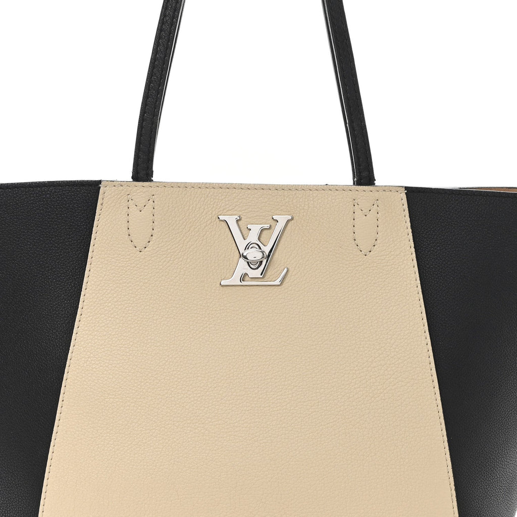 Louis Vuitton Calfskin Lockme Cabas Vanille Black