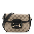 Gucci GG Supreme Monogram Horsebit 1955 Soft Small Shoulder Bag Beige Black