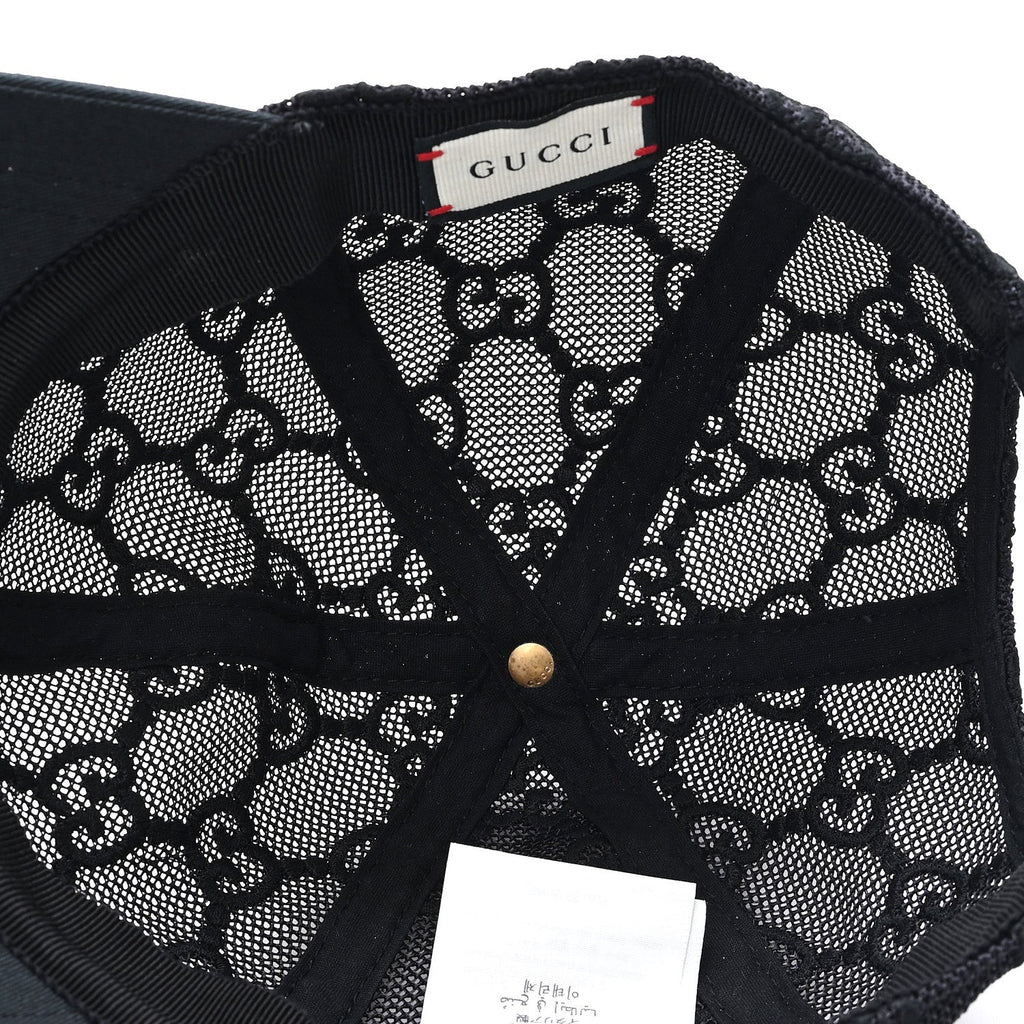 Gucci Mesh GG Monogram Shivali Baseball Hat M Black