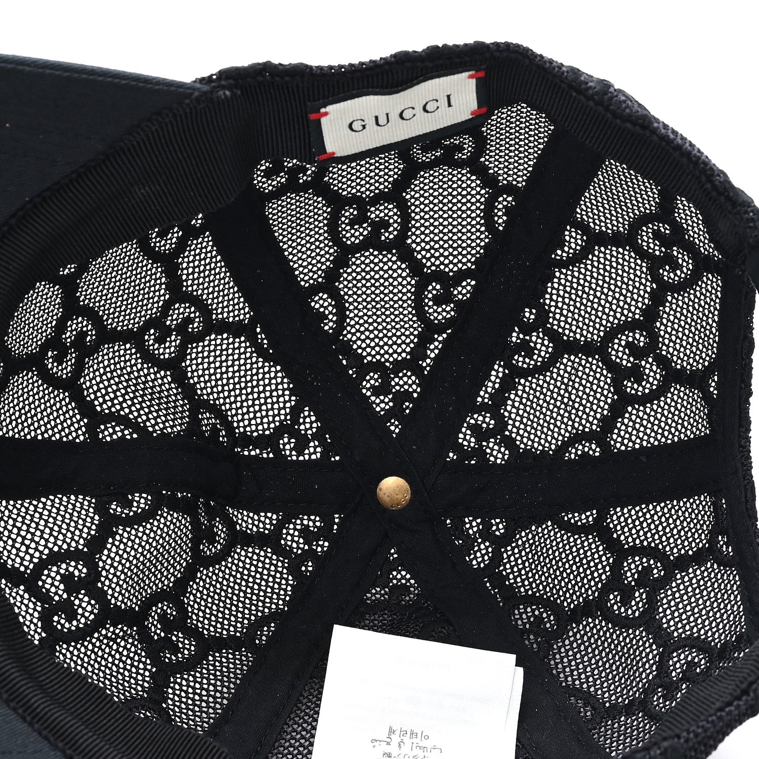 Gucci Mesh GG Monogram Shivali Baseball Hat M Black