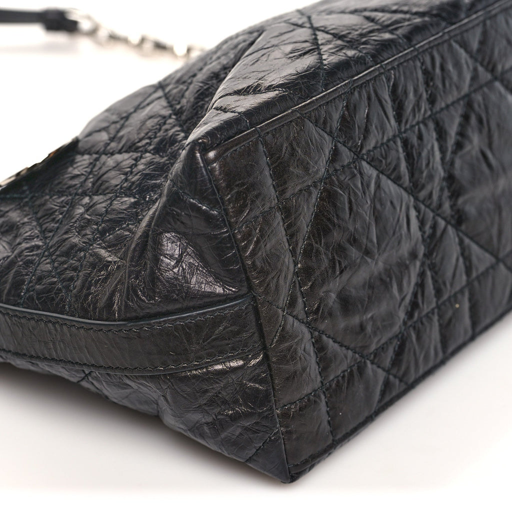 Christian Dior Crinkled Calfskin Macrocannage DiorStar Hobo Bag Black