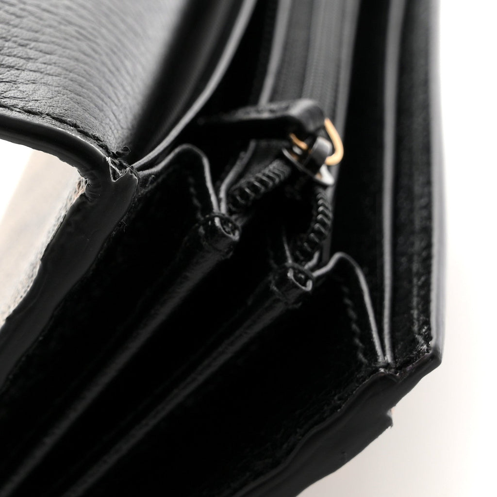 Gucci Dollar Calfskin GG Supreme Monogram GG Marmont Continental Wallet Black Beige Ebony