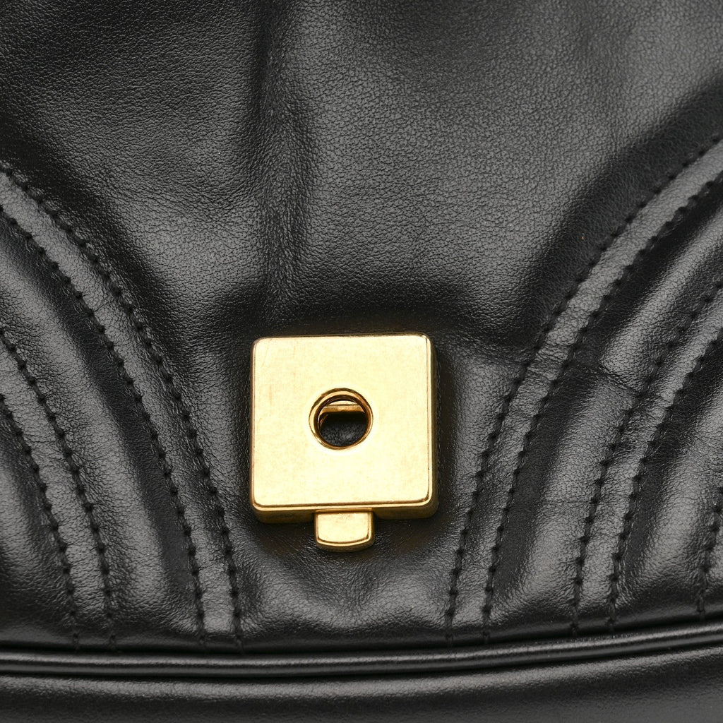 Gucci Calfskin Matelasse Mini GG Marmont Shoulder Bag Black