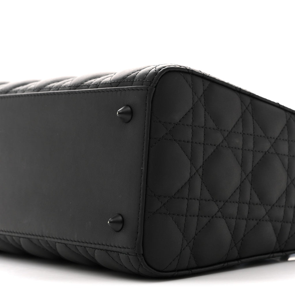 Christian Dior Ultra Matte Calfskin Cannage Medium Lady Dior Black