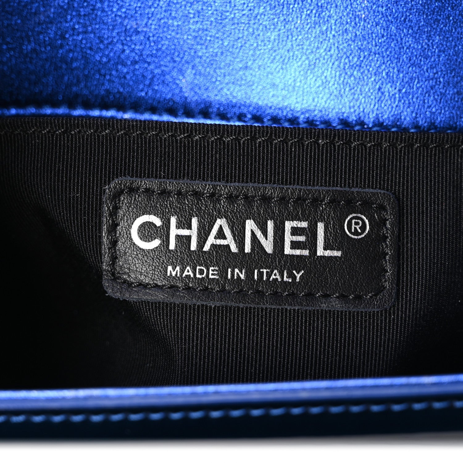 Chanel Metallic Patent Calfskin Quilted Small Boy Flap Blue