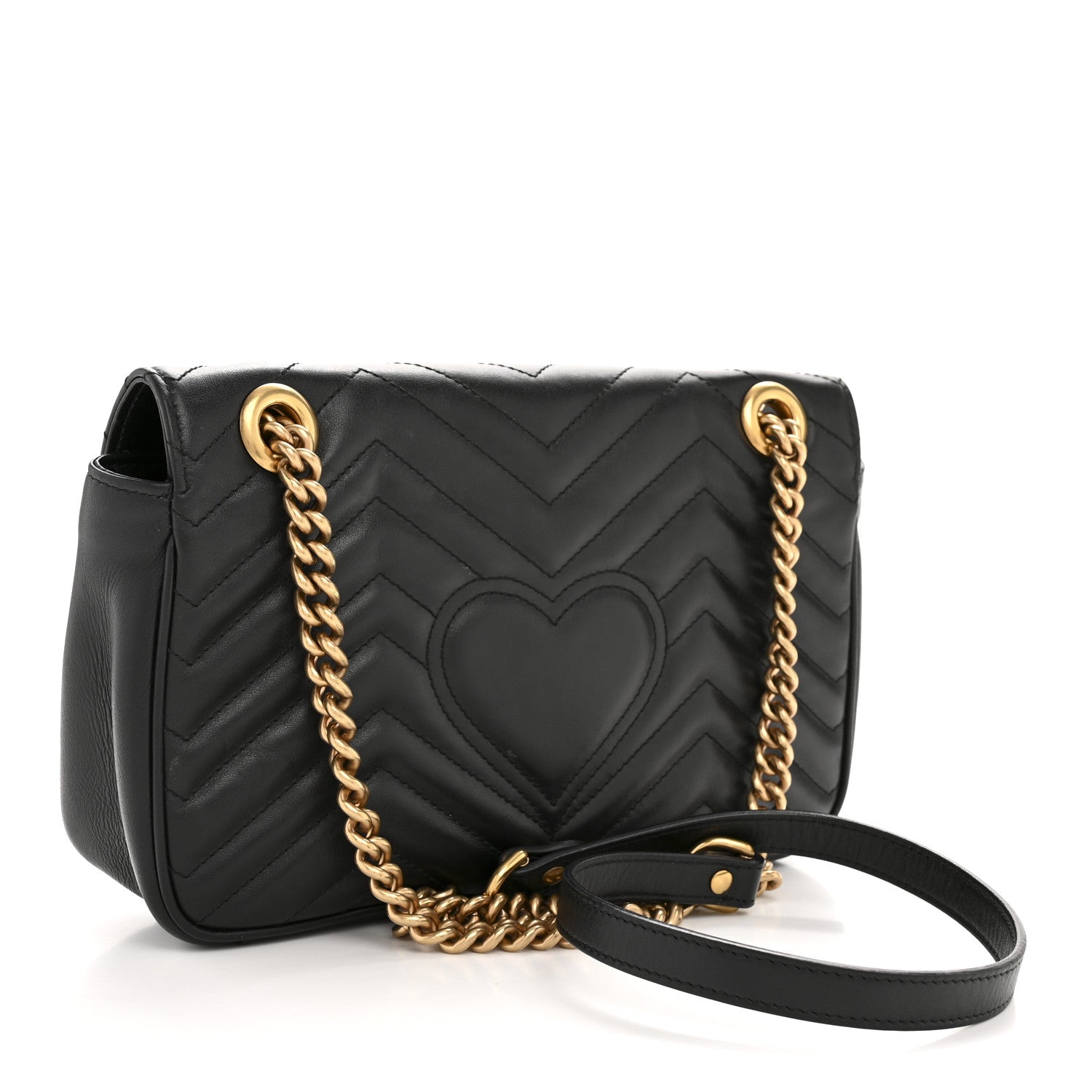 Gucci Calfskin Matelasse Small GG Marmont Shoulder Bag Black