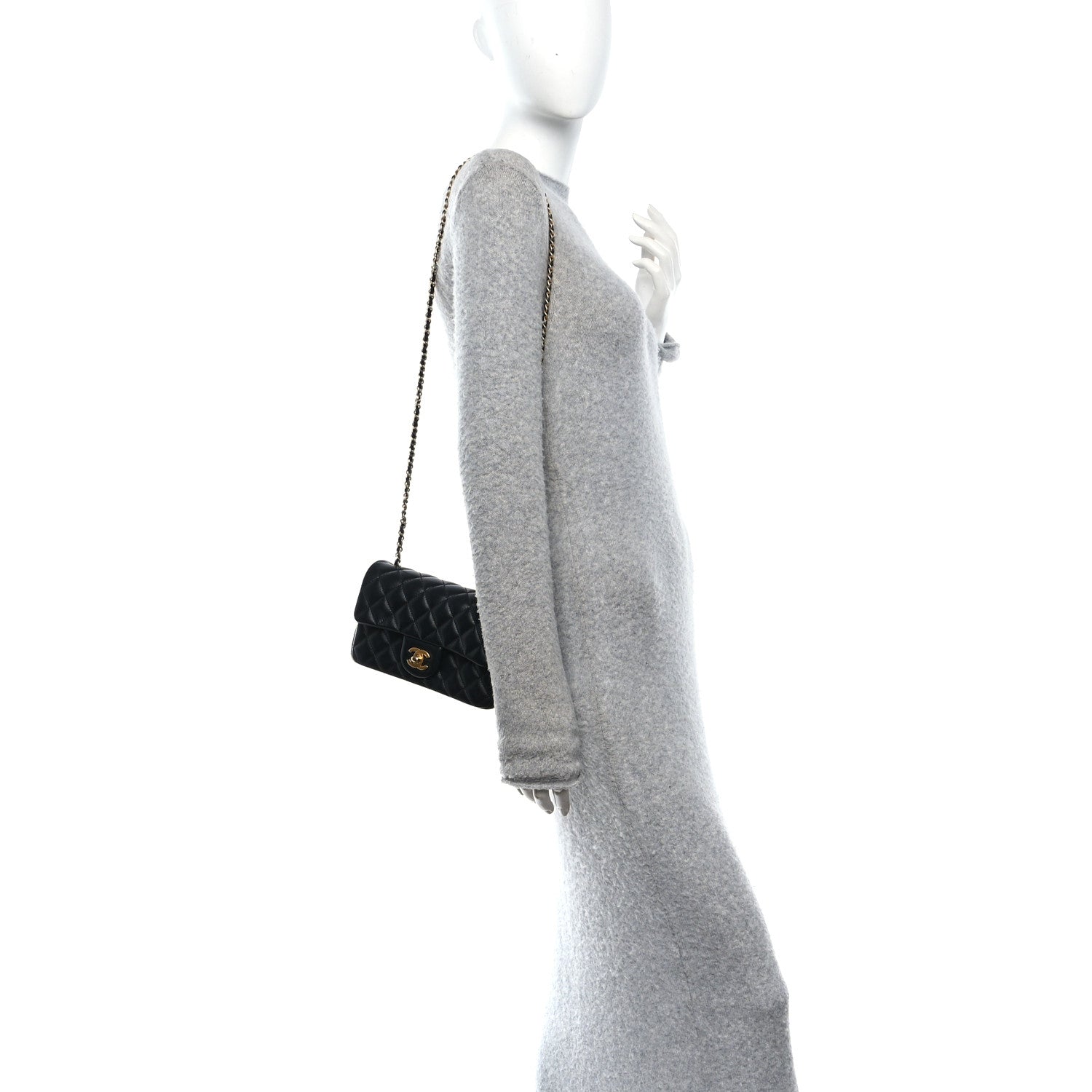 Chanel Lambskin Quilted Mini Rectangular Pearl Crush Flap Black