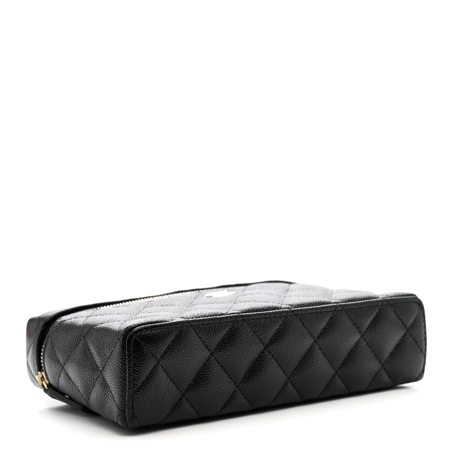 Chanel Caviar Quilted Top Handle Slim Vanity With Chain Black