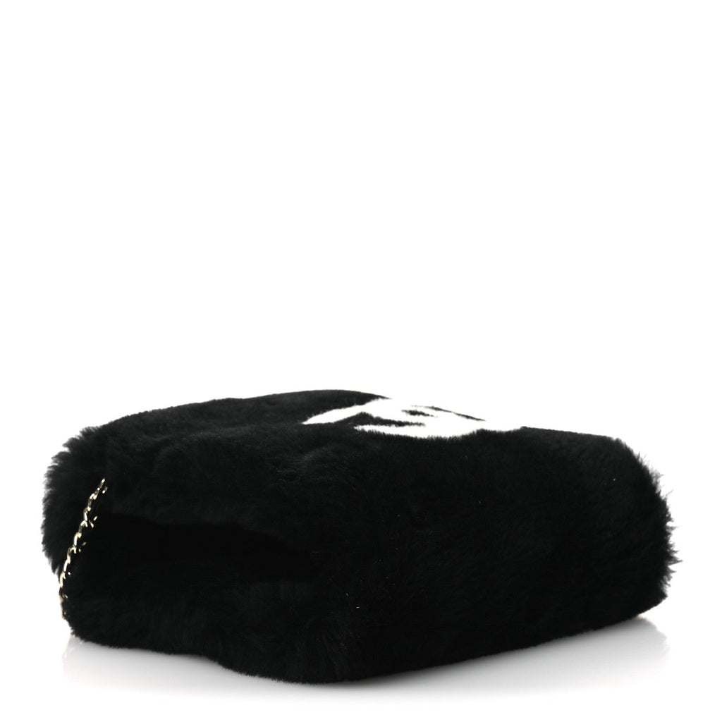 Chanel Muff Shearling Lambskin Bag Black Ecru
