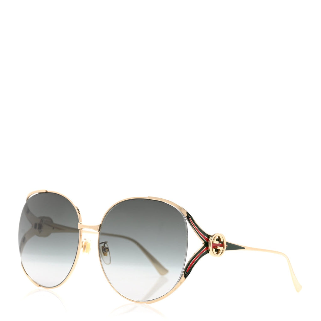 Gucci Metal Oversized Round Frame GG0225S Sunglasses Gold