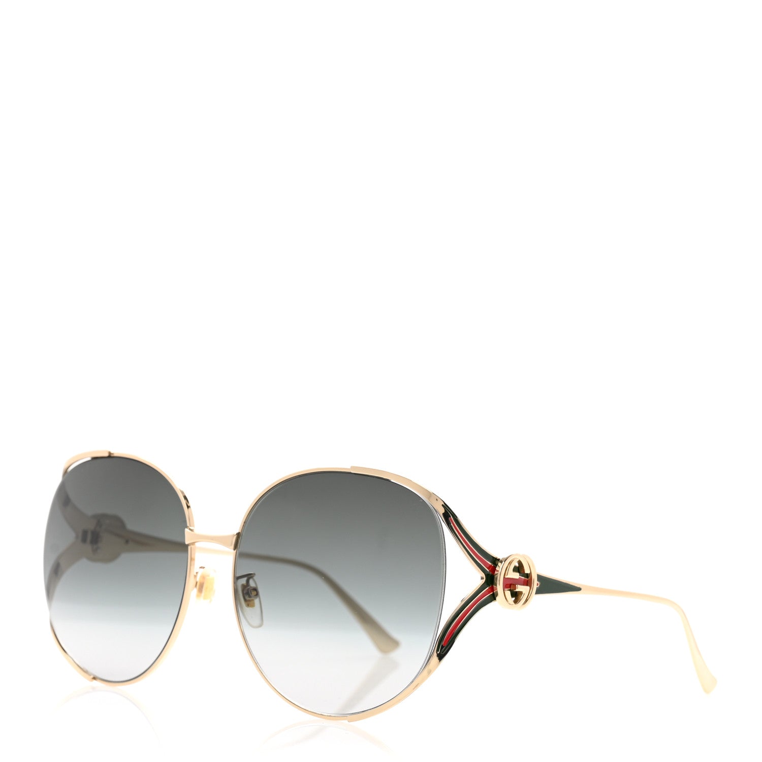 Gucci Metal Oversized Round Frame GG0225S Sunglasses Gold