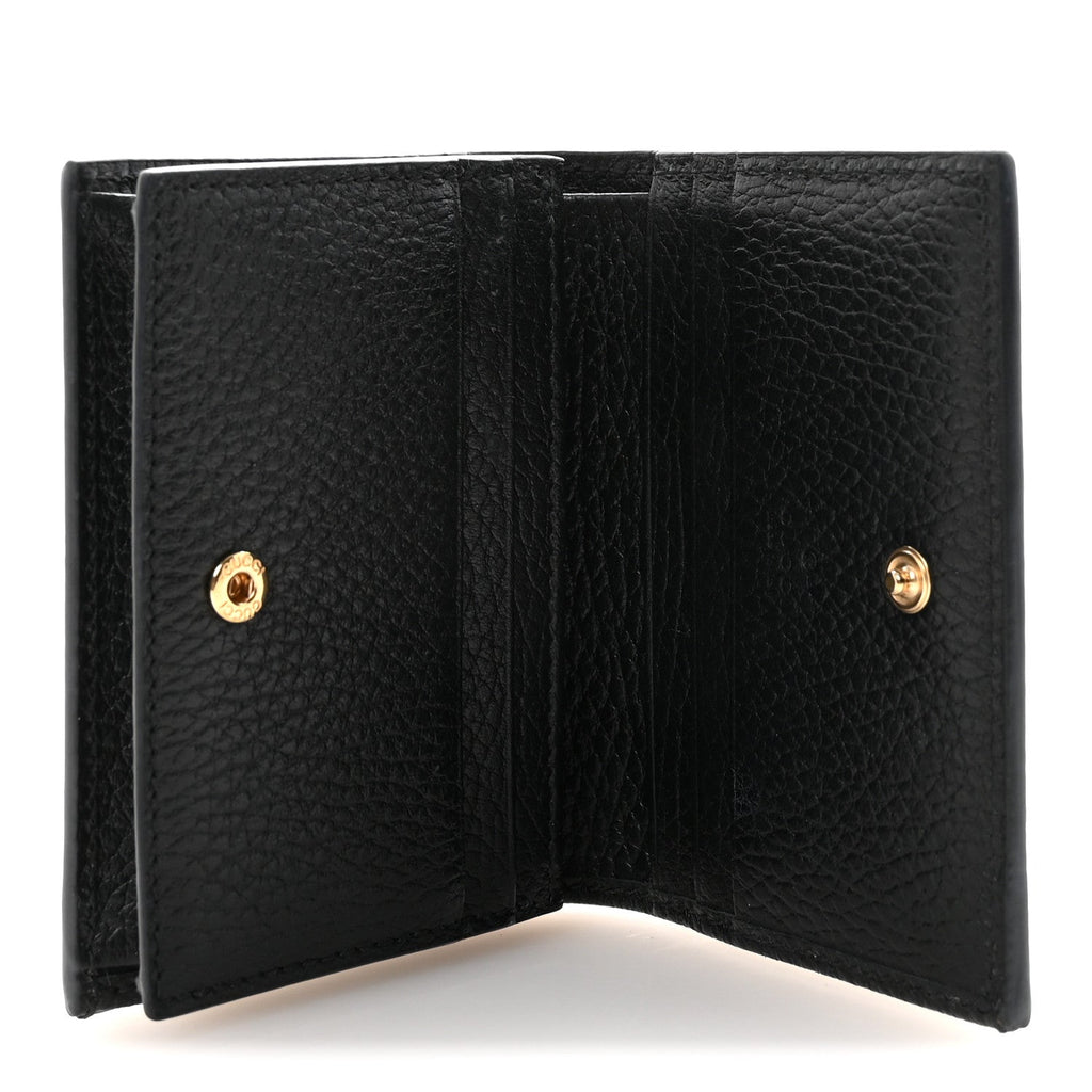 Gucci Dollar Calfskin GG Supreme Monogram GG Marmont Card Case Black Beige Ebony