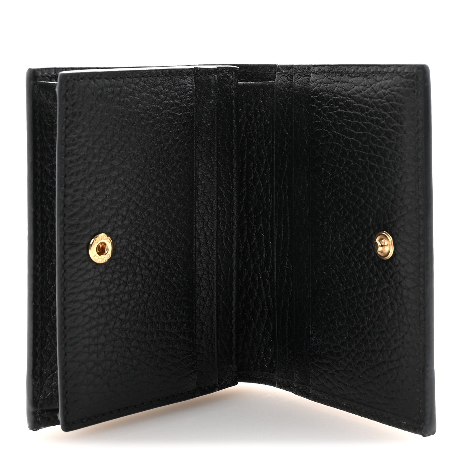 Gucci Dollar Calfskin GG Supreme Monogram GG Marmont Card Case Black Beige Ebony
