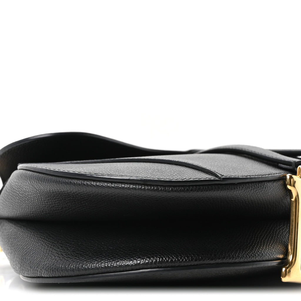 Christian Dior Grained Calfskin Saddle Bag Black