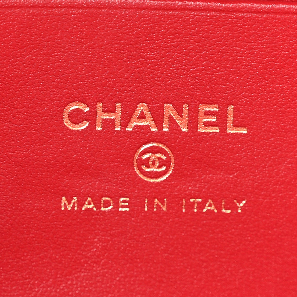 Chanel Caviar Quilted Top Handle Slim Vanity With Chain Red