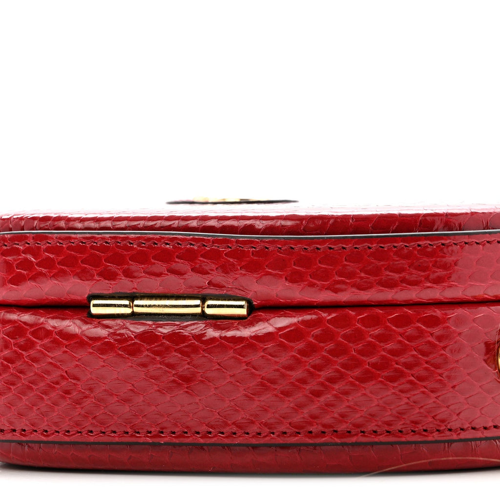 Gucci Snakeskin Broadway Mini Heart Top Handle Bag Rasberry Candy