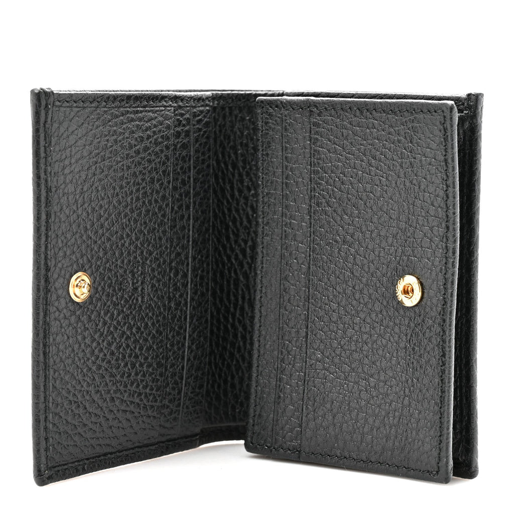 Gucci Pebbled Calfskin GG Marmont Card Case Black