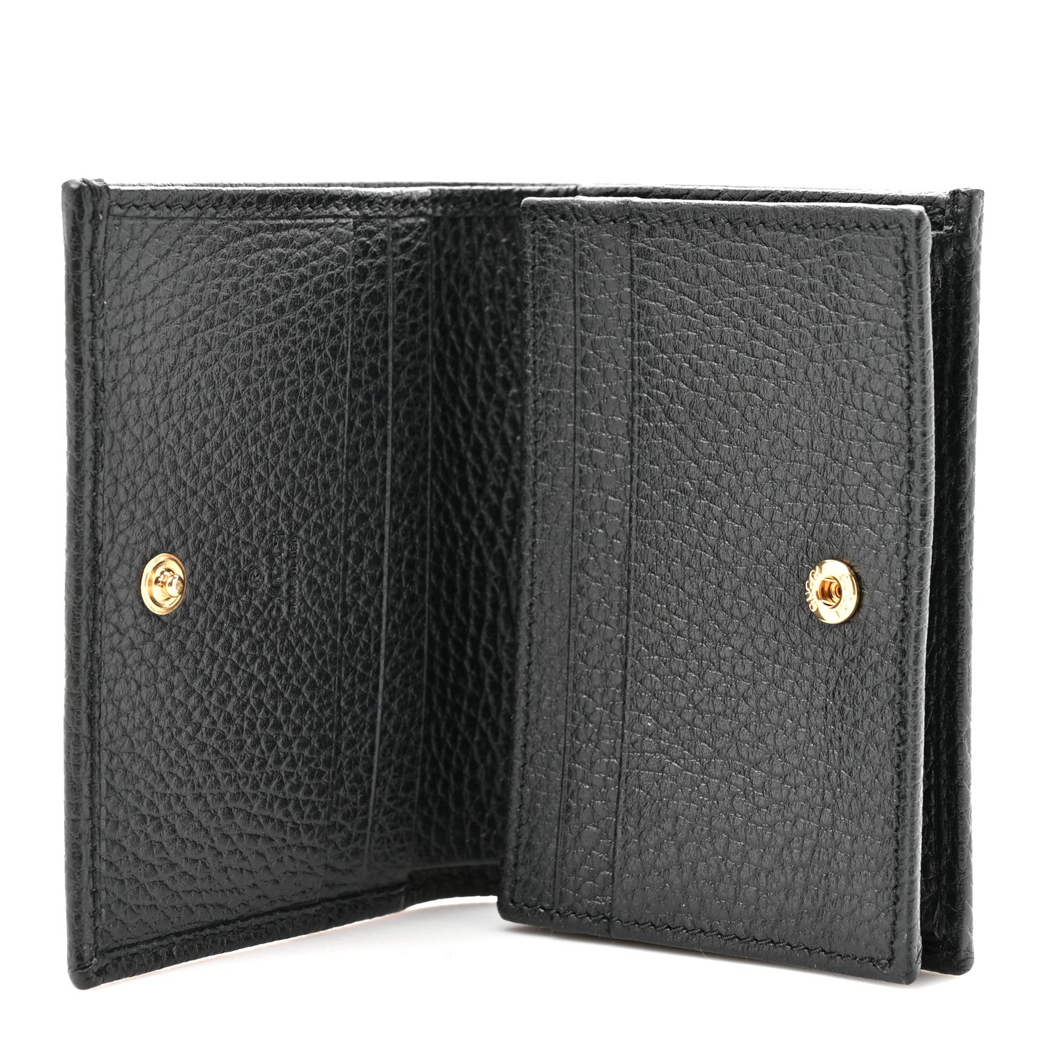 Gucci Pebbled Calfskin GG Marmont Card Case Black