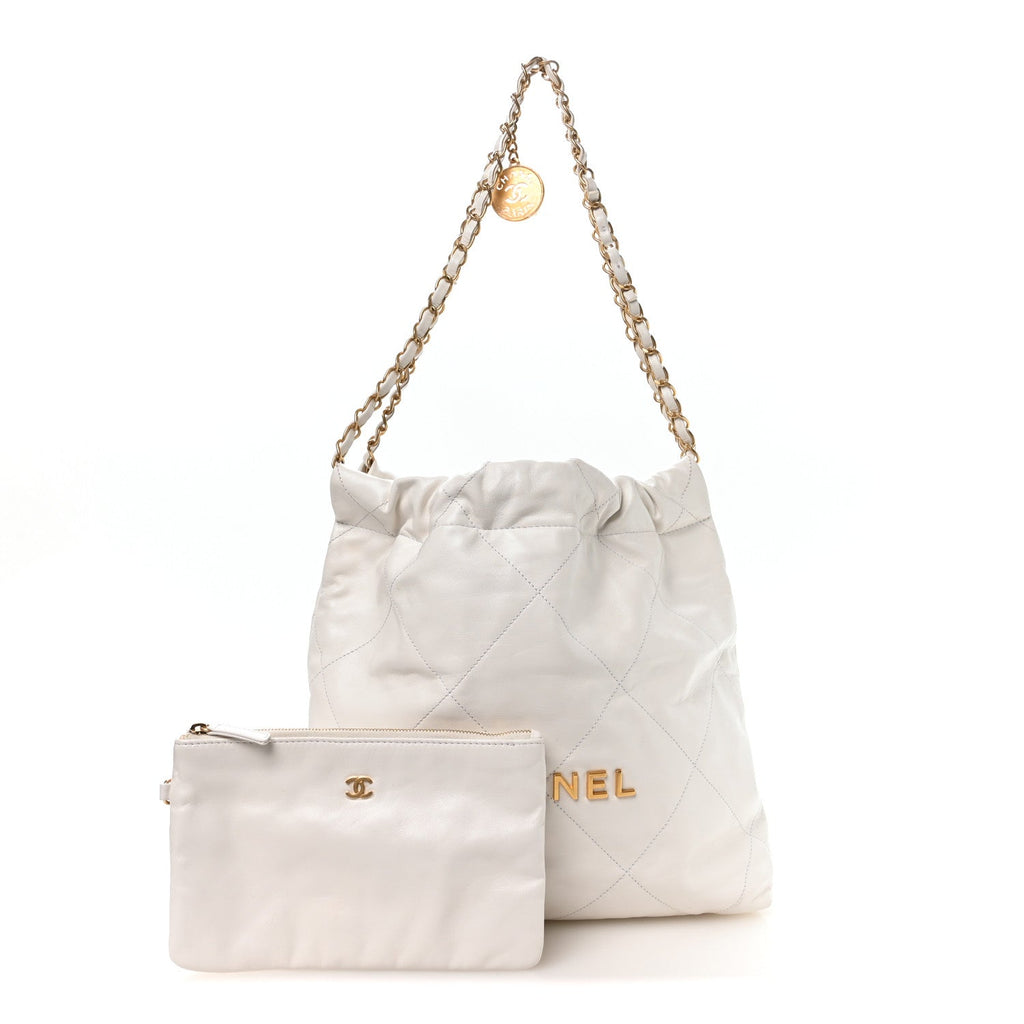 Chanel Shiny Calfskin Quilted Small Chanel 22 White