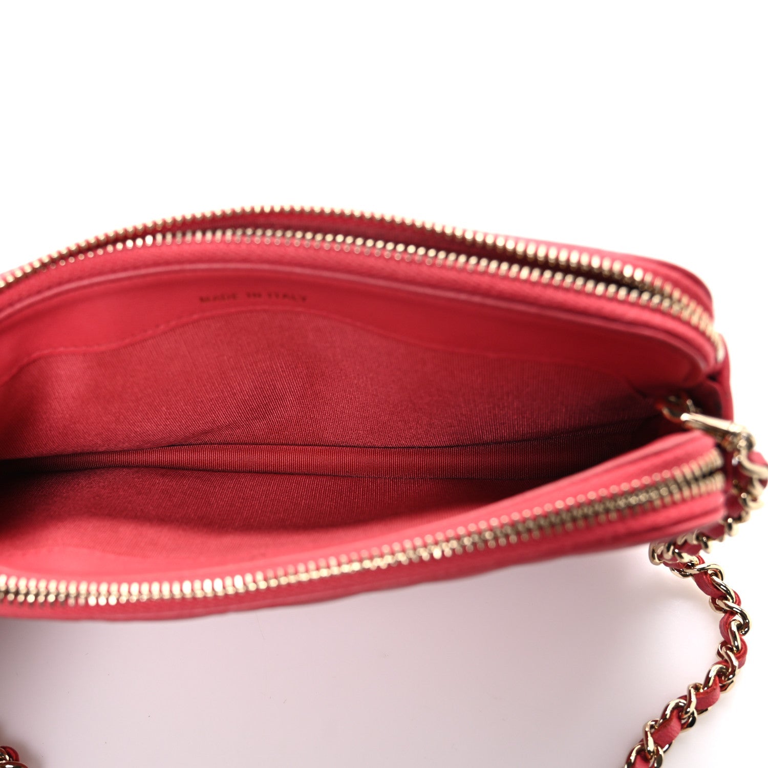 Chanel Lambskin Quilted Small Clutch With Chain Pink