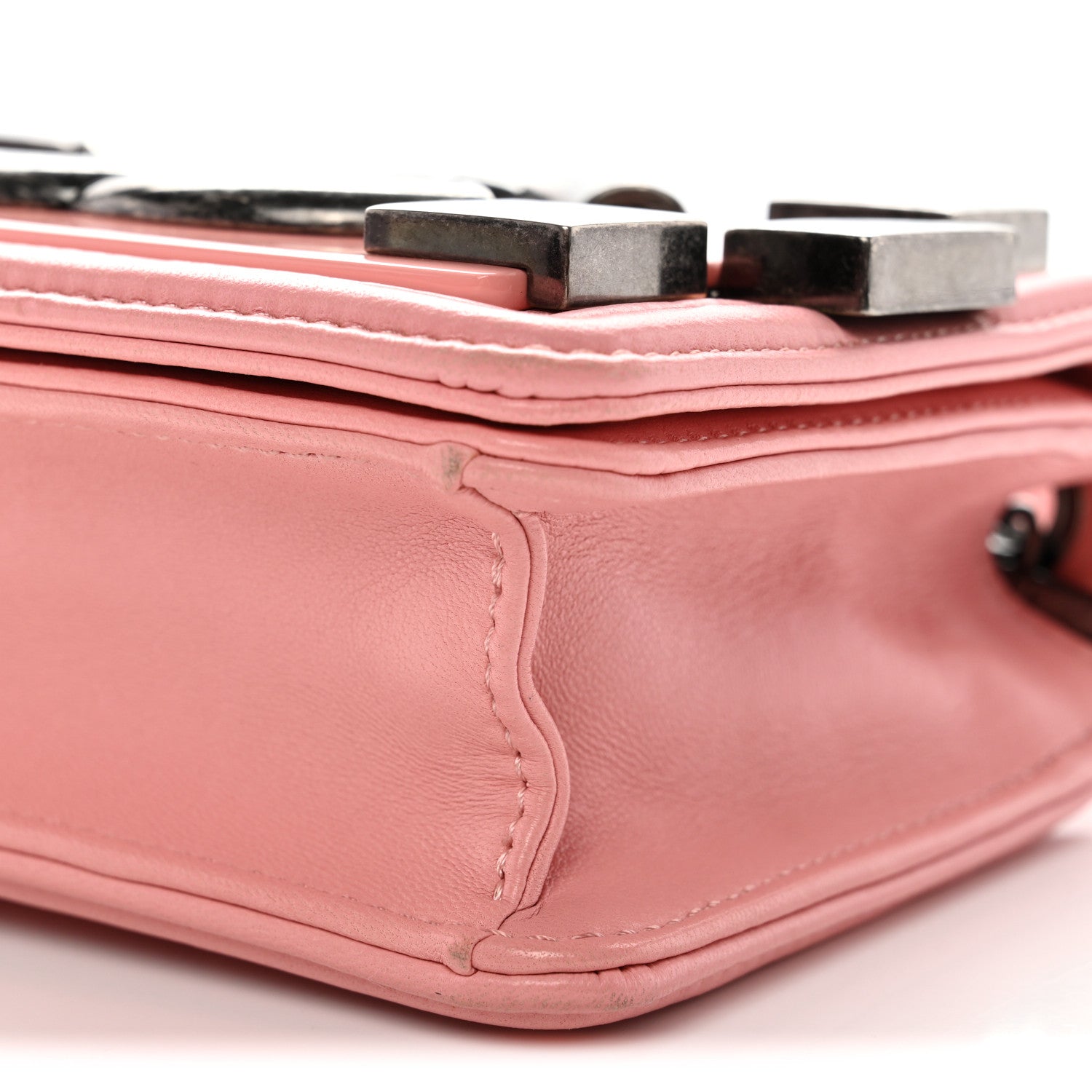 Chanel Lambskin Plexiglass Boy Brick Flap Pink