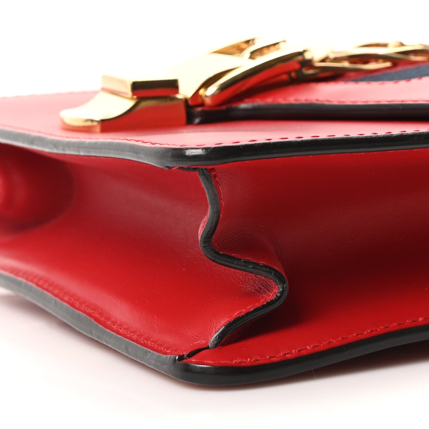 Gucci Calfskin Mini Sylvie Chain Shoulder Bag Hibiscus Red
