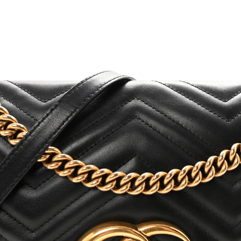 Gucci Calfskin Matelasse Medium GG Marmont Shoulder Bag Black