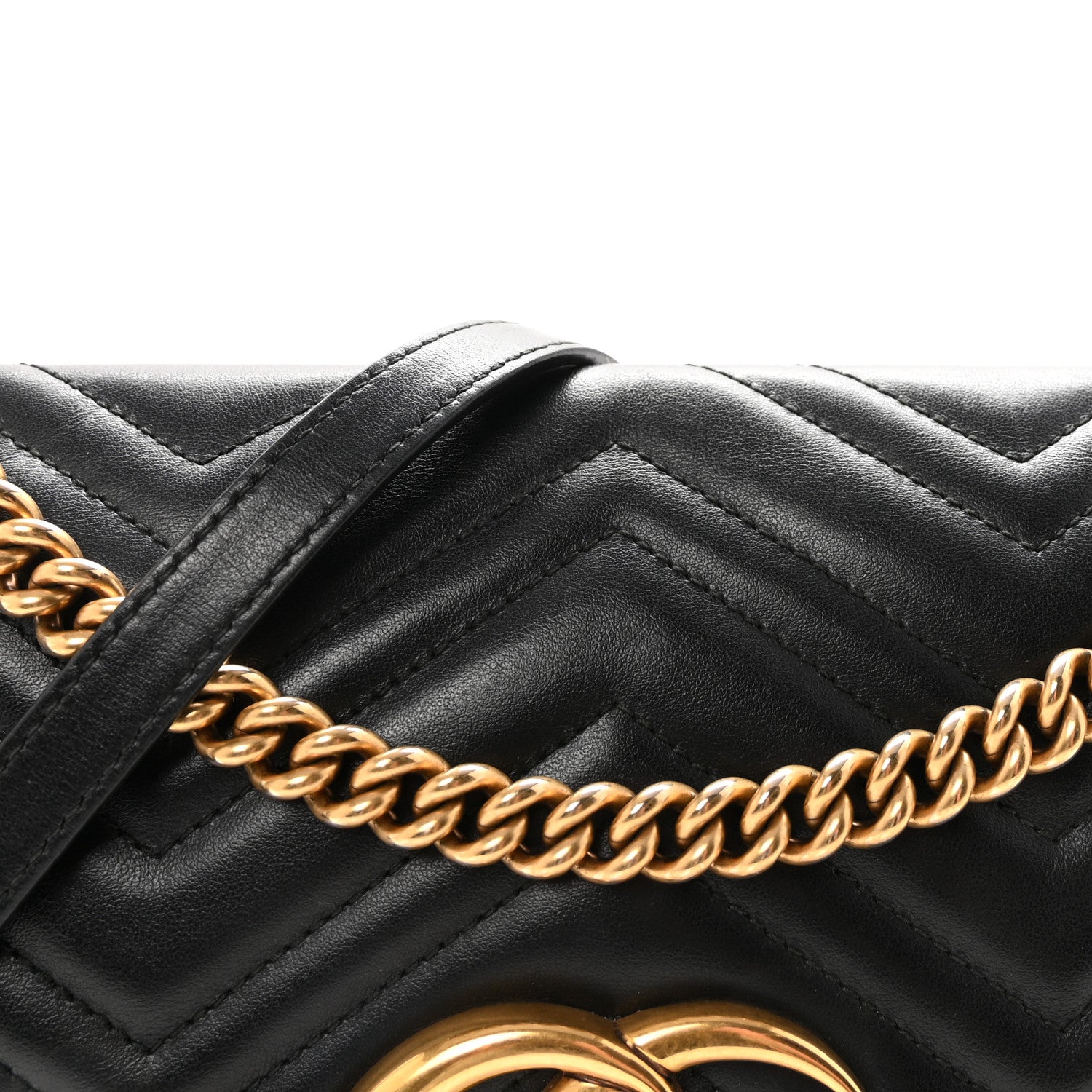Gucci Calfskin Matelasse Medium GG Marmont Shoulder Bag Black