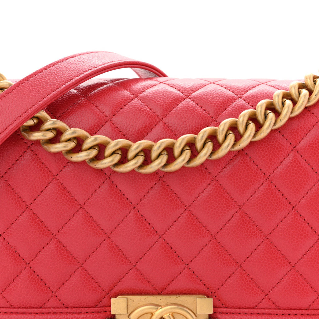 Chanel Caviar Quilted Medium Boy Flap Red