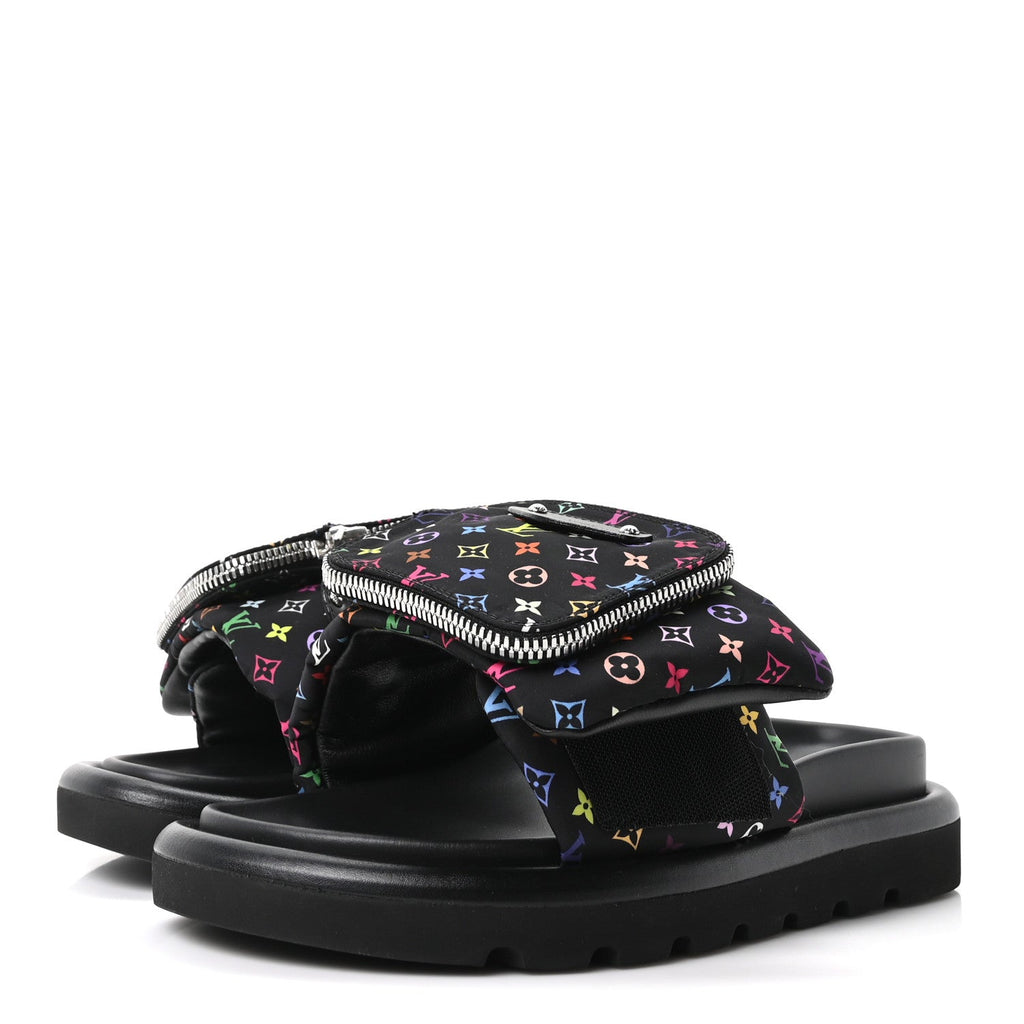 Louis Vuitton LV X TM Monogram Multicolor Pool Pillow Flat Comfort Mule 35 Black
