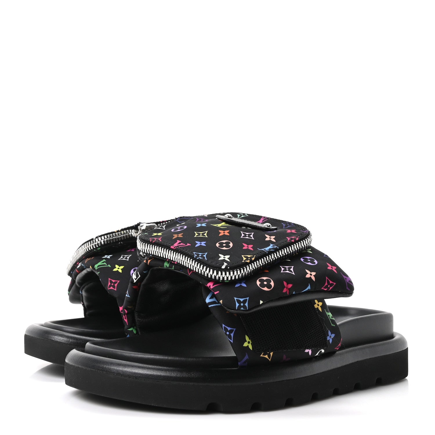 Louis Vuitton LV X TM Monogram Multicolor Pool Pillow Flat Comfort Mule 35 Black