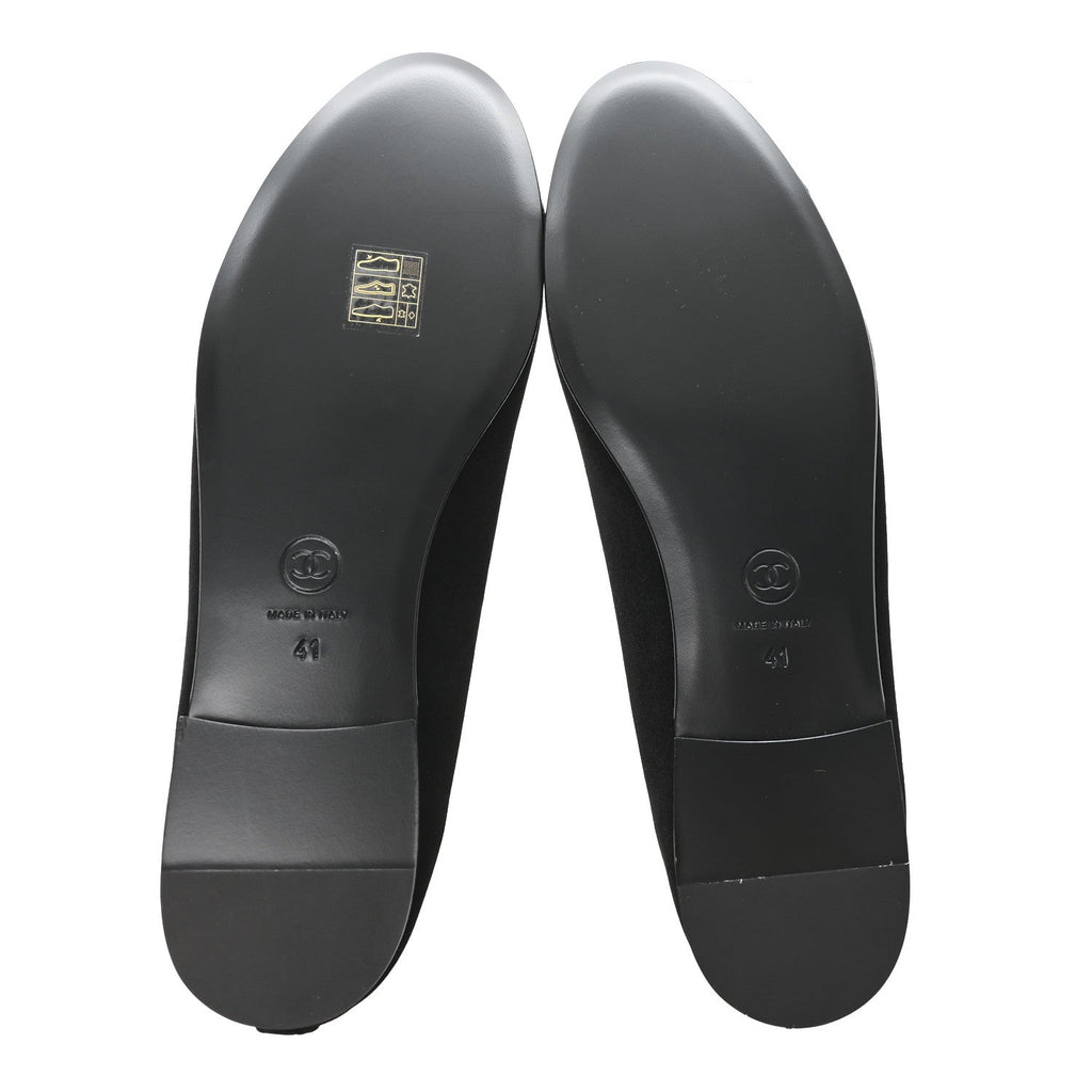 Chanel Suede Cap Toe CC Ballerina Flats 41 Black