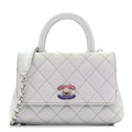 Chanel Iridescent Caviar Quilted Extra Mini Coco Handle Flap Light Blue