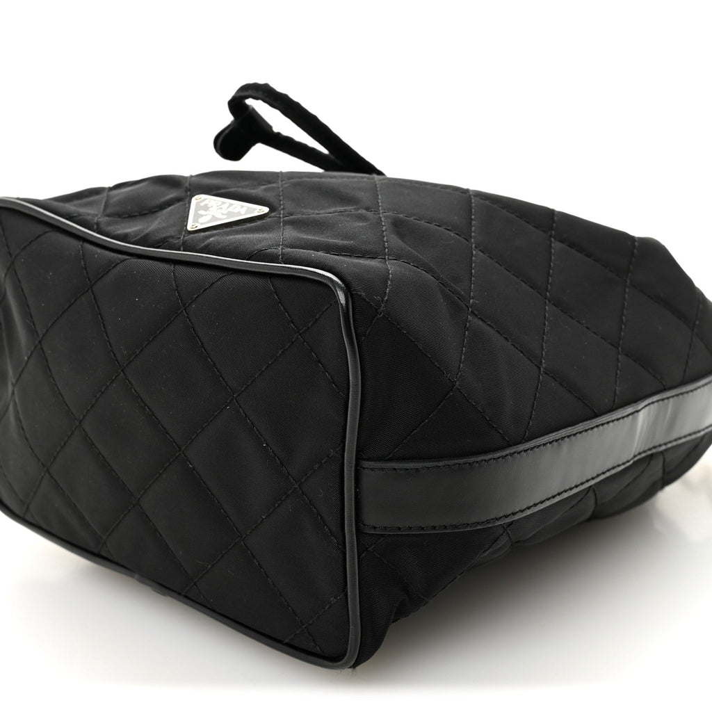 Prada Tessuto Nylon Quilted Drawstring Bucket Bag Black