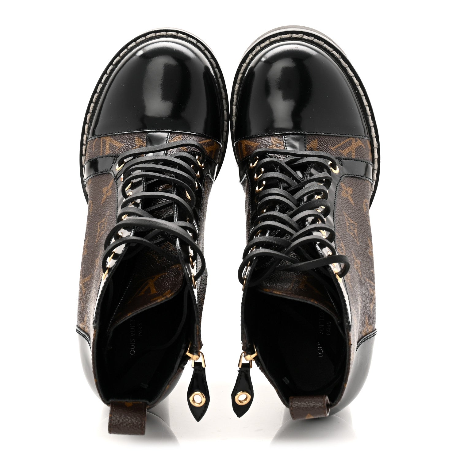 Louis Vuitton Patent Calfskin Monogram Star Trail Ankle Boots 40 Black